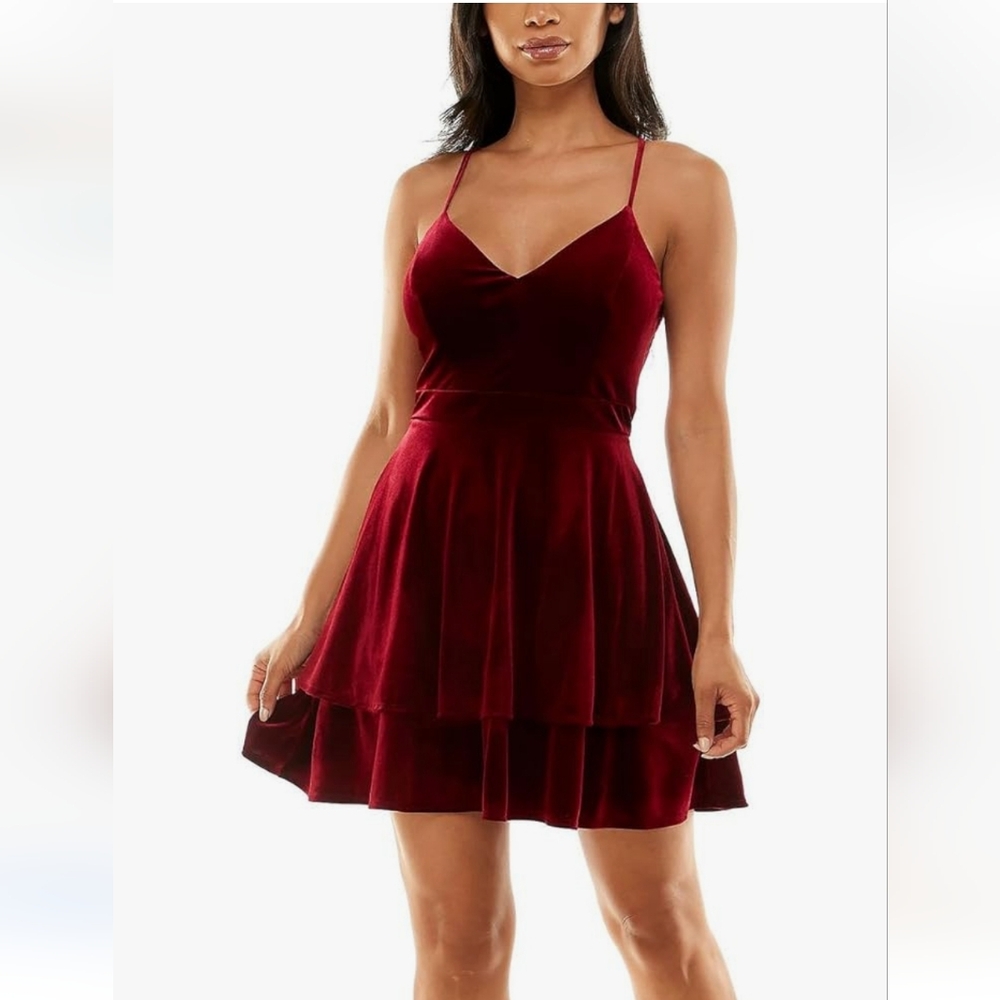 Velvet Mini Fit And Flare Dress